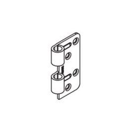 Cranked hinge cloth flat, two parts, A4 stainless steel